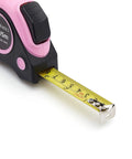 Pink Retractable Tape Measure 16 Ft With Dual Metric And SAE Readouts Three Quarter Inch Wide Blade For Easy Reading