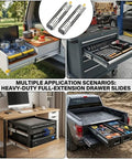 Locking Drawer Slides Heavy Duty Full Extension, 500 Pound Capacity, Ultra Wide 76mm Rails, Rust Proof Blue Zinc Coated Steel, Beefy Cold Rolled Steel Construction, Smooth Quiet Action For Workbenches, Tool Chests And Heavy Drawers on truck and tool drawers
