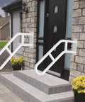 Two Pack 27 Inch Bent White Stair Handrails For Indoor Or Outdoor Use Wall Mounted With Anti Skid Crossbars For Safe Steps