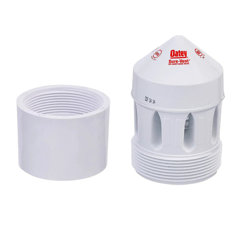 500 DFU Stack Air Admittance Valve Adapter For PVC Schedule 40 Straight Vent 3 to 4 Inch 160 Branch Black White Finish ASSE 1050 1051