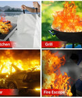 Emergency Fire Blankets For Home Kitchen And Office 4 Pack 40x40 Inches Flame Retardant Safety Blanket Set For Family Car And Warehouse Grab And Go Survival Gear used to extinguish fires in multiple scenarios.