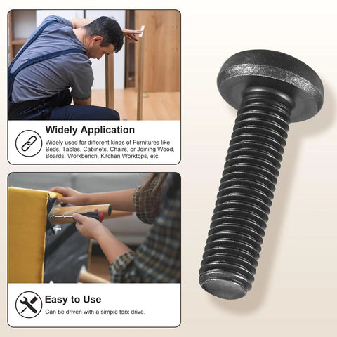 Top Tier M6 Pan Head Torx Security Screws 25 Pack Black Carbon Steel hardware for furniture assembly and DIY projects.