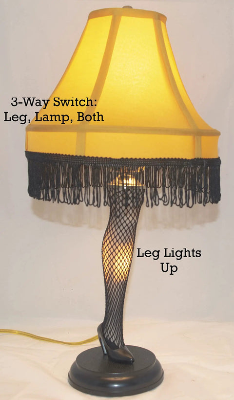Leg Lamp 20 Inch From A Christmas Story Officially Licensed Replica with 3-way switch, shade, and fishnet leg on round base