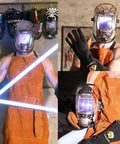 Auto Darkening Welding Helmet With Ultra Large Viewing Screen True Color Display And 4 Arc Sensors in use with welder gloves