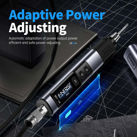 Close-up of Go-To 2 In 1 Heat Set Insert Tool And Soldering Iron Kit 100W with adaptive power display for 3D printing and electronics repair.