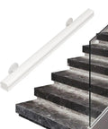Top Shelf Pine Wood Indoor Guardrail In Crisp White With Non Slip Grip Heavy Duty Iron Supports Rounded Safety Edges And Kickass Setup For Houses Kindergartens Or Attics Built Like A Boss For Daily Hustle on a staircase.