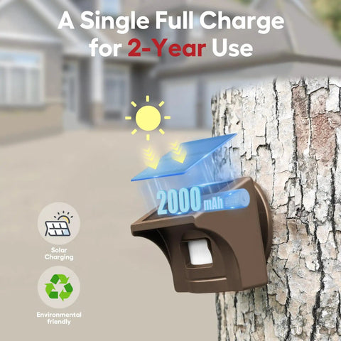 Pro 4 Smart Solar Driveway Alarm With 2.4G Wi Fi Real Time App Alerts And Motion Sensor Rechargeable Battery Mounted on Tree