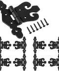 Eight Pack 4.5 Inch Antique Cast Iron T Hinges, Heavy Duty Black Powder Coated Wrought Iron, Flush Mount Barn Door Shed Hinges