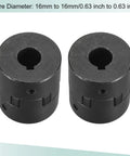 Pair of heavy duty flexible coupling shafts 16mm to 16mm bore, 51mm long, 44mm OD, 5mm slot, 45 steel motor coupler visible.