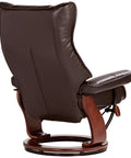 Java Faux Leather Swivel Recliner Chair With Ottoman Modern Armchair back view showing wooden frame and ergonomic design.