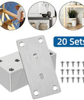 Heavy Duty 20 Pack Stainless Steel Mending Plates For Wood With Screws and Beefy Flat Brackets for quick repairs.