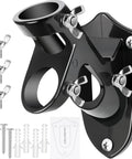 Heavy Duty Aluminum Flag Holder Bracket For House Exterior That Cuts Through Wind And Rain Dual Position Adjustable Zero Rust One Inch Black Flag Pole Mount with mounting hardware.