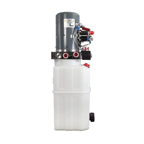 Beefy 12V Hydraulic Pump For Single And Double Acting Systems With 6 Quart Capacity Portable Durable Metal Build