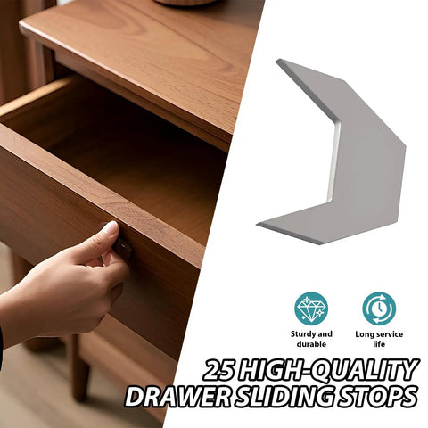 Heavy Duty Metal Drawer Stops Prevent Sliding Out 25 Piece Set Anti Fall Guards For Wooden Dressers Cabinets And Desks.