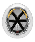 Inside view of Full Brim Hard Hat With HDPE Shell, Wheel Ratchet Adjustment, Vented 6-Point Suspension, White Safety Helmet