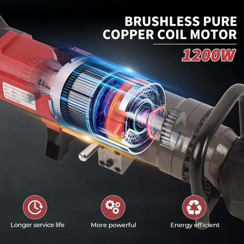 Powerhouse 1200W Electric Hydraulic Rebar Bender Tool internal motor with brushless pure copper coil for efficient bending