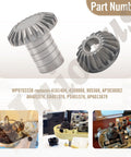 Whirlpool Compatible Stand Mixer Bevel Gear Kit 9703337 9703338 Replacement Worm Gear Set, metal gears shown with part numbers.