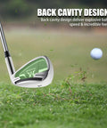 Golf Iron Set 1 Through 9 With Steel Shafts For Right Handed Golfers Stainless Steel Black Silver Finish 5 Iron Stiff Low Center Of Gravity during swing