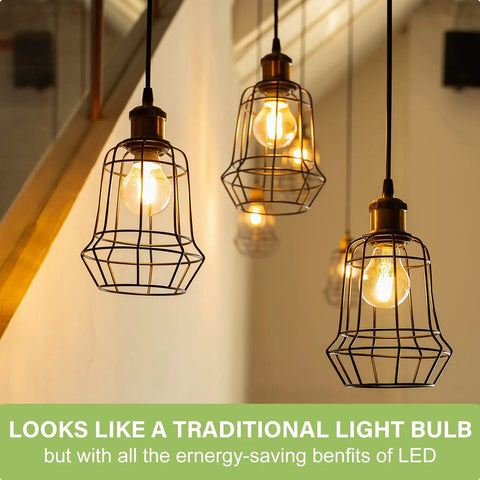 Retro Edison Style E26 LED Bulbs 60W Equivalent Dimmable A19 Clear Glass Soft White 2700K 800 Lumens Energy Star Certified 8W