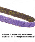 Cubitron II File Belts 36 Plus Grit 3/8 In x 13 In Resin Bonded showing abrasive texture for weld removal