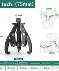 Heavy Duty Gear Puller Toolkit Knocks Out Stubborn Bearings Pulleys With 2 And 3 Jaw Extractors Built Strong. Fits Toolbox Perfectly. A Must Have For Mechanics Wanting Damage Free Removal In Your Shop Today. 3in 75mm 2-jaw puller with carbon steel jaws