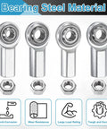 Four Pack CF3 Rod End Bearings With Three Sixteenths Inch Bore And Ten Thirty Two Right Hand Female Threads Self Lubricating Joint Rod Ends With Jam Nuts For Heavy Duty Linkage And Machinery Projects Chrome Steel Construction, steel rod ends with jam nuts