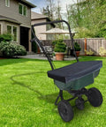 Waterproof Oxford Cloth Spreader Cover For Mini Broadcast Spreader 25.9 By 25.9 Inches With Elastic Hem Cord on lawn