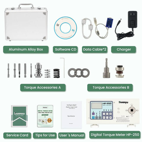 Digital Torque Meter And Torque Gauge For Screwdrivers And Wrenches, PC Ready Data Collection Software, USB Cable Included, Auto Shutdown, Custom Alarm Values, Stores Up To Ten Peak Readings, Great For DIY And Pros, with case and accessories
