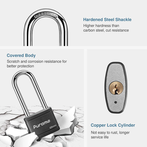 2 Pack Keyed Padlocks With 3 Keys Each 2.5 Inch Locker Locks 40mm Heavy Duty Shackle For Gate Fence Hasp Cabinet Toolbox School Gym Locker Black Weather Resistant Vinyl Covered Body And Hardened Steel For Enhanced Security