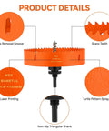 Recessed lighting hole saw kit, orange bi-metal, includes 6-1/4 in and 4-1/4 in hole saws with dust bowl catcher