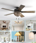 Living spaces featuring various ceiling fan styles showing the versatility of the Three Speed 4 Wire Ceiling Fan Switch Replacement In Bronze Finish Easy Install L1 L2 L3 Modes Fits Most Ceiling Fans And Standing Fans Plays Nice With Wall Lamps For A Smooth Breeze.
