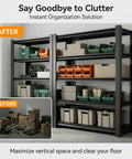 Heavy Duty Boltless Steel Garage Shelving Unit With 3500 Lb Capacity, 48 W by 20 D by 74 H Open Design Storage Rack organized with bins