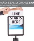 Sign Holder With Plexiglass Covers For Stanchions Compatible With Chain Boss And Sentry Posts Holds 8 By 11 Inch Signage with 8x10 viewable area