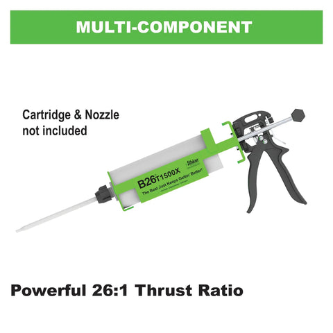 Manual Multi Component Epoxy Adhesive Gun 1 To 1 Ratio For Twin 750 Ml Cartridges with green label and steel trigger