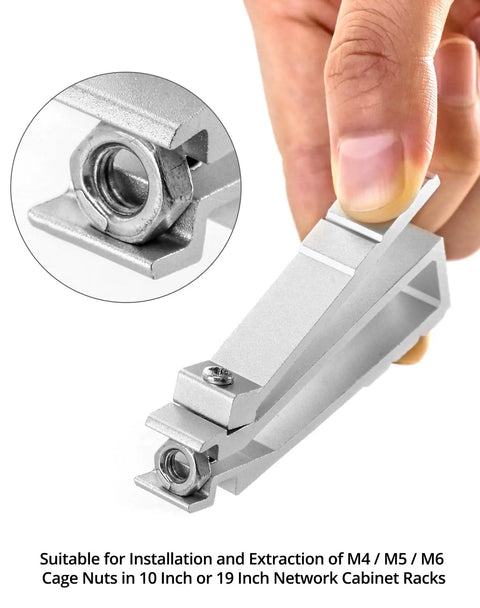 Solid Cage Nut Insertion And Removal Tool For No Sweat Setup On 19 Inch And 10 Inch Server Racks And Network Cabinets With Grip Tight Handle Includes Four Piece Kit For Rapid Rack Hardware Upgrades - close-up view