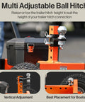 SuperHandy Electric Trailer Dolly 3600 Lb Capacity Motorized Mover With 2 Inch Ball Hitch Reverse Function Heavy Duty Towing Cart showing adjustable ball hitch features.