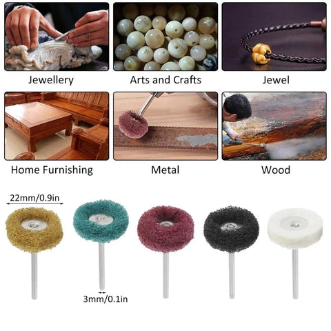150 Piece Mini Drill Bit Abrasive Brush Wire Buffing Polishing Wheel Set For Detail Metal And Wood Finishing examples and use