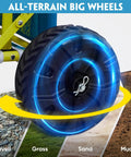 Close-up of the Two In One Beach Cart With Big Wheels For Sand Folding Utility Wagon highlighting the all-terrain wheel on various surfaces.