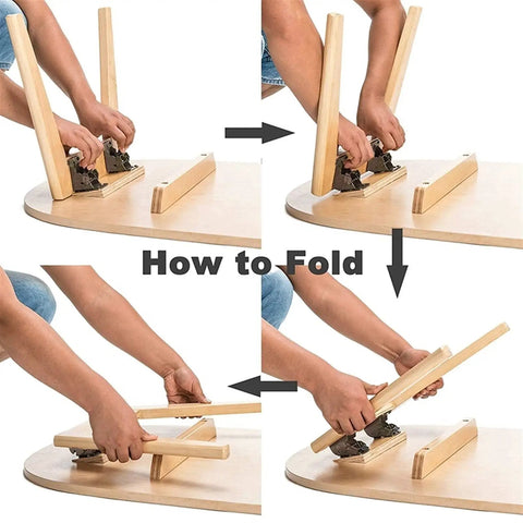 Guide on folding Beefy Heavy Duty Four Piece Collapsible Support Frame With Self Locking Hinges for workbenches and door hinges
