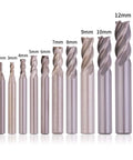 GOUGOUGA milling cutter set, front view: 10-piece HSS end mills, 4-flute, 2–12mm diameters