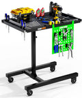 Mobile Adjustable Height Work Table On Wheels With Rolling Tray For Mechanics, Garages, Workshops, Repair Shops, Warehouses And DIY Projects.