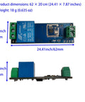 Top and side view of Bluetooth Proximity Switch Module 5-12V For E-Bike, Door Lock, And Home Automation, with dimensions and connectors.