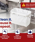 Keep Your Deep Fryer Oil Crisp And Clean With This Reusable Micron Filter Bag, being rinsed under warm water for easy cleaning.