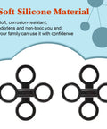 Two black silicone snorkel keeper clips from 8 Pack Silicone Snorkel Keeper Clips For Mask Straps, Universal Dive Gear Retainers.