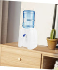 Portable Desktop Water Dispenser For Camping, Office And Home, on wood table next to a cactus, featuring blue and white design