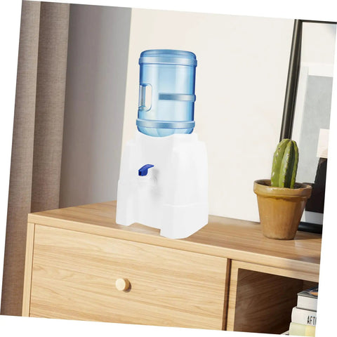 Portable Desktop Water Dispenser For Camping, Office And Home, on wood table next to a cactus, featuring blue and white design