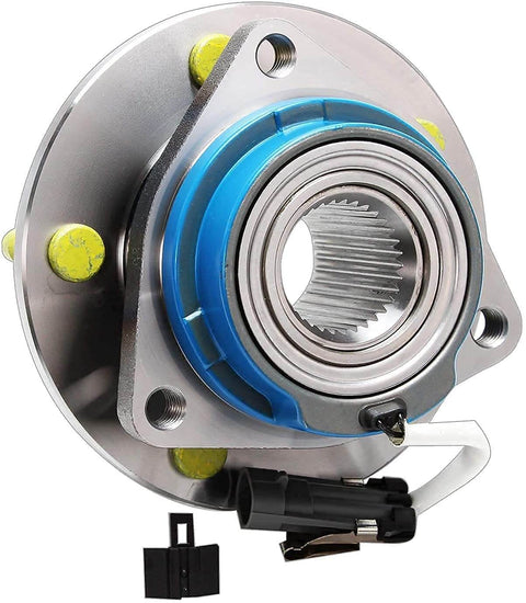 4pc Wheel Hub & Bearing Assemblies Front or Rear for 2000-2013 Chevy Impala, metal hub with ABS sensor and flange