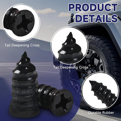 Close-up of rubber spiral screws from 60 Piece Tire Repair Kit With Rubber Plugs And Spiral Screws, DIY Friendly Self Service Patch Kit For Cars, Motorcycles, Trucks And Tractors, Quick Fix For Punctures, Includes 30 Small And 30 Large Plugs