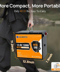 Person carrying Beefed Up 12V 150Ah LiFePO4 Battery With Metal Shell Bluetooth Monitoring Low Temperature Protection Deep Cycle Power