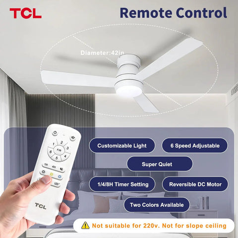42 Inch Low Profile Ceiling Fan With Crisp White Finish Smart Remote Control Runs Smooth As Butter On Whisper Quiet Brushless Dc Motor